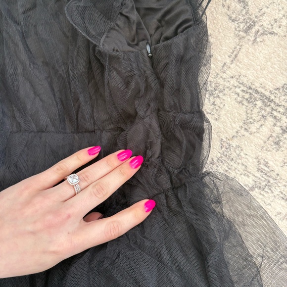 Lulus Tulle For Love Black Mesh Tulle Tiered Ruffled Maxi Dress Size XL Formal - Picture 10 of 10